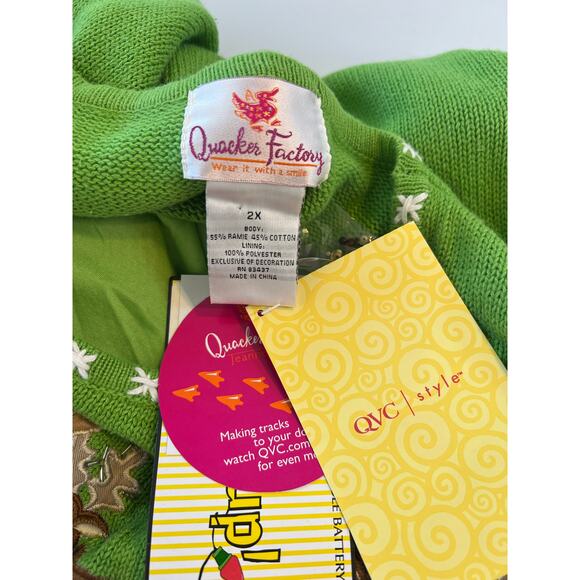 NWT Quacker Factory Santa's Reindeer Light Up Christmas Sweater Womens 2X TESTED - Picture 4 of 16